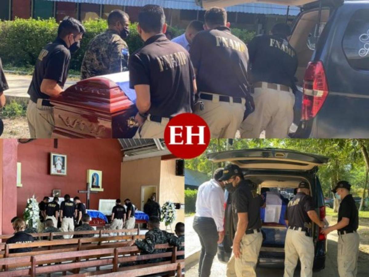 Trasladan cuerpos de capitán y agente de Fuerza Antimaras asesinados en operativo