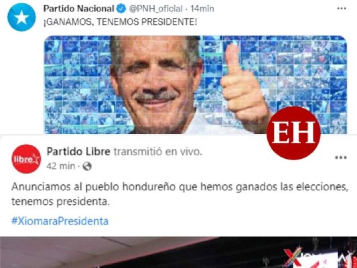 En redes sociales, Partido Nacional y Libre se declaran ganadores