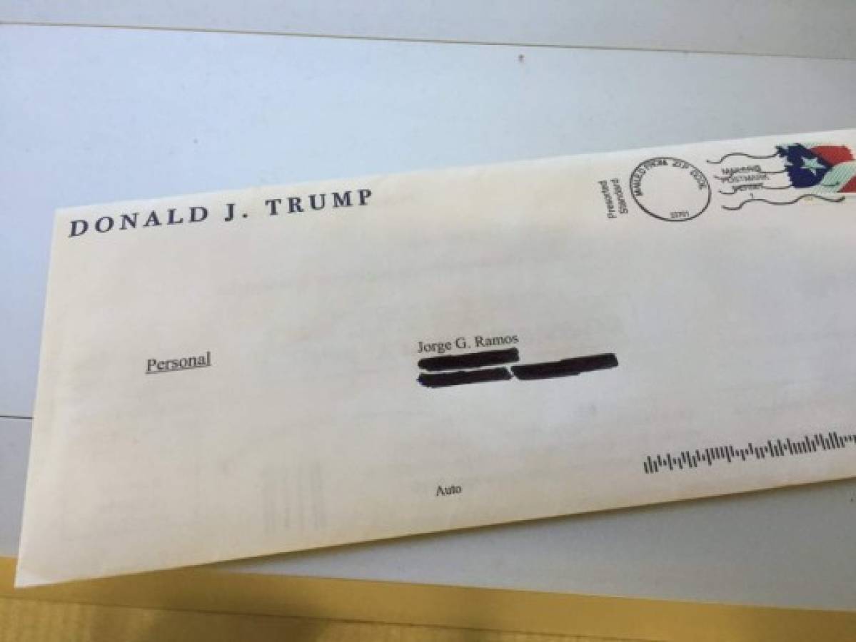 Donald Trump envía una carta al periodista Jorge Ramos pidiéndole dinero
