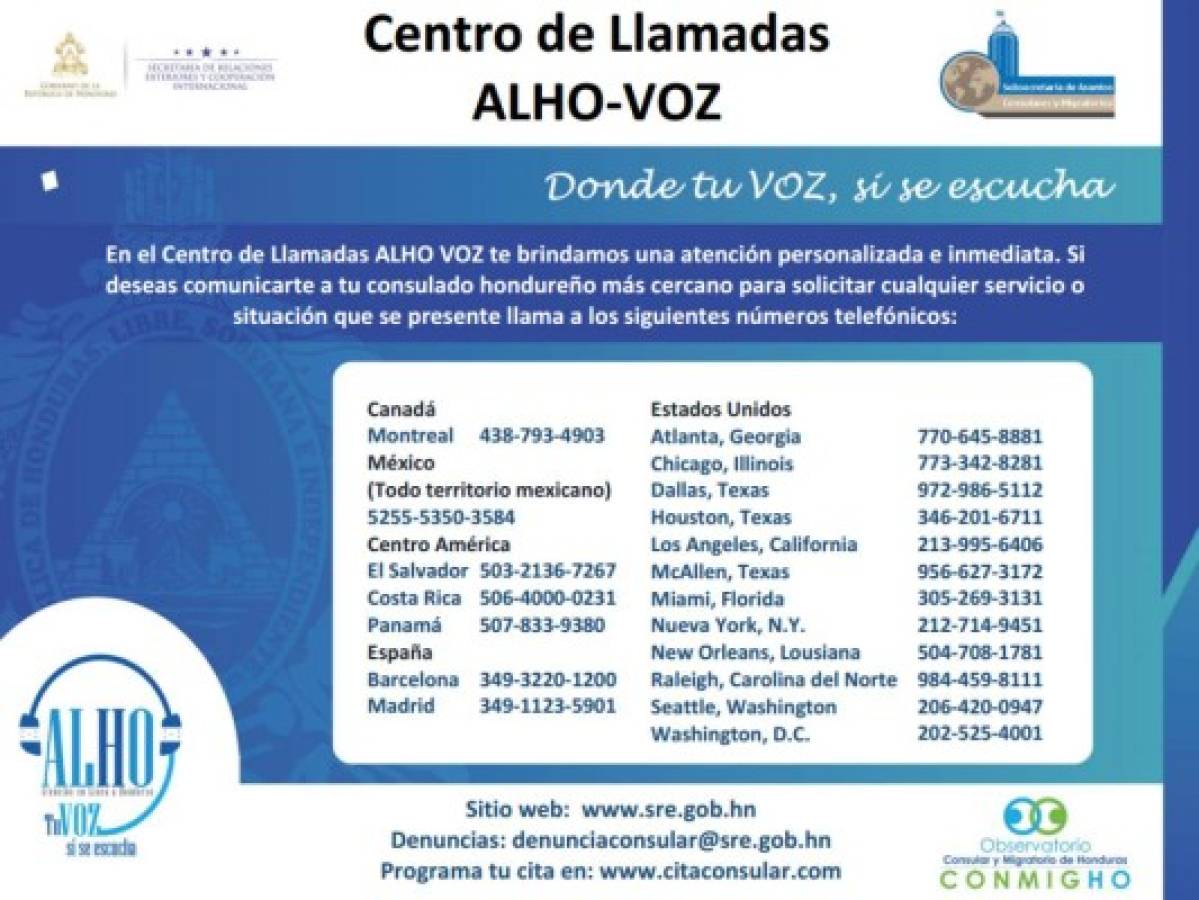 Recomiendan a hondureños en EE UU interponer quejas a través del sistema de llamadas Alho Voz