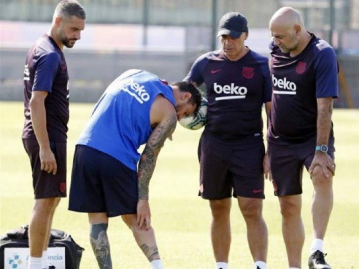 Messi se lesiona en su primer entrenamiento con el Barcelona