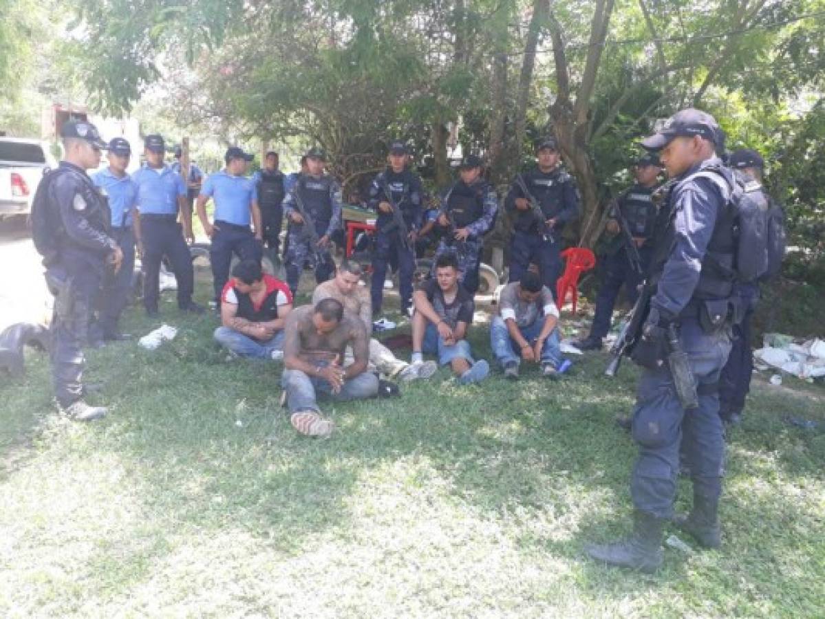 Capturan a ocho peligrosos integrantes de la Mara Salvatrucha (MS-13) en El Negrito, Yoro