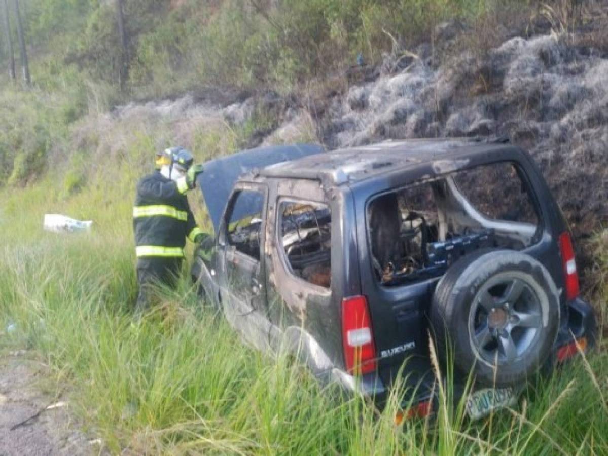 Hombre muere carbonizado tras accidentarse en carretera a Danlí