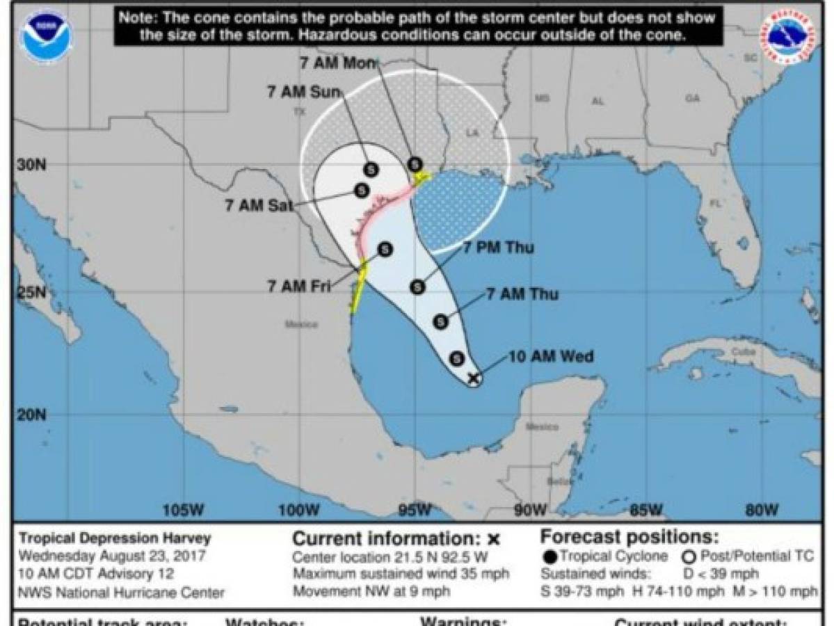 Harvey amenaza a Texas; podría volverse huracán