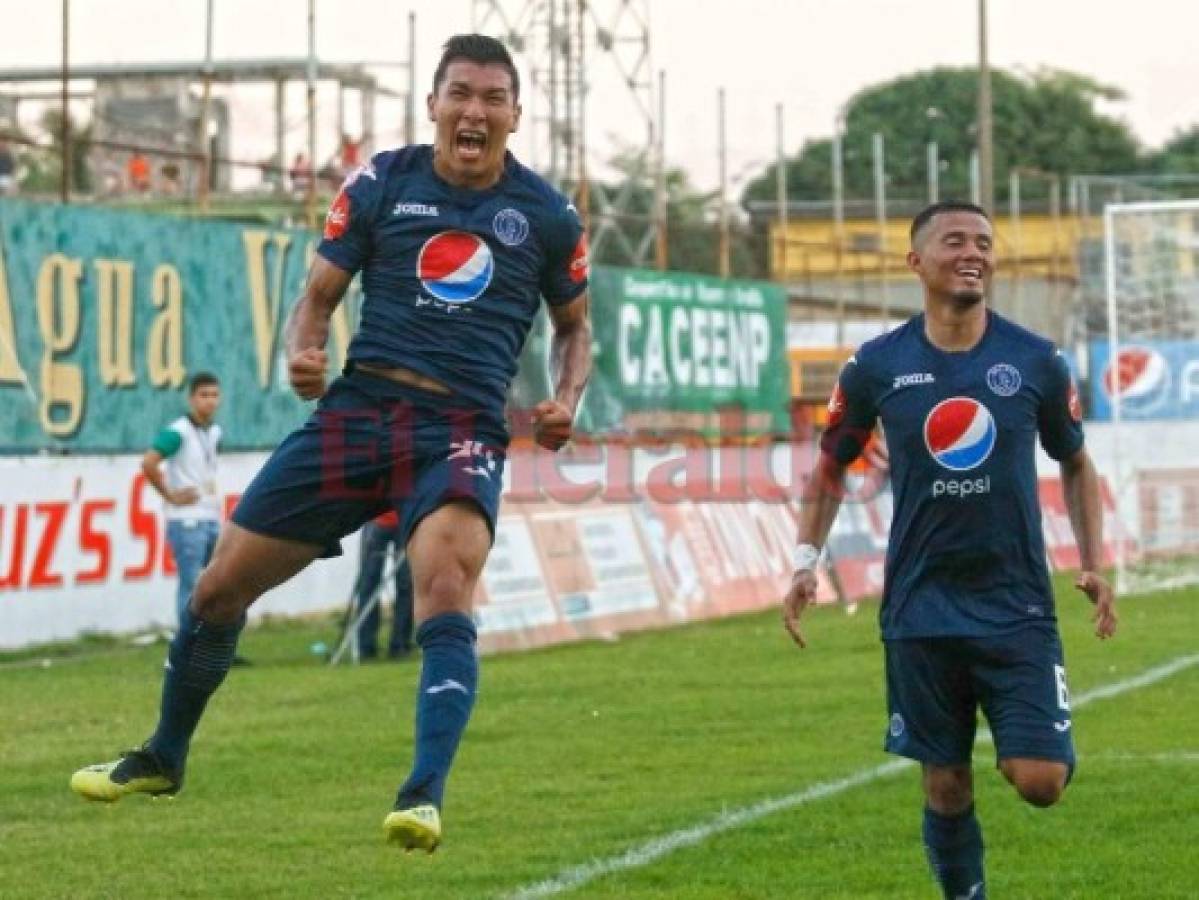 Kevin López celebrando el gol anotado a Platense en la ida de semifinales. (Fotos: Edwin Romero / EL HERALDO)