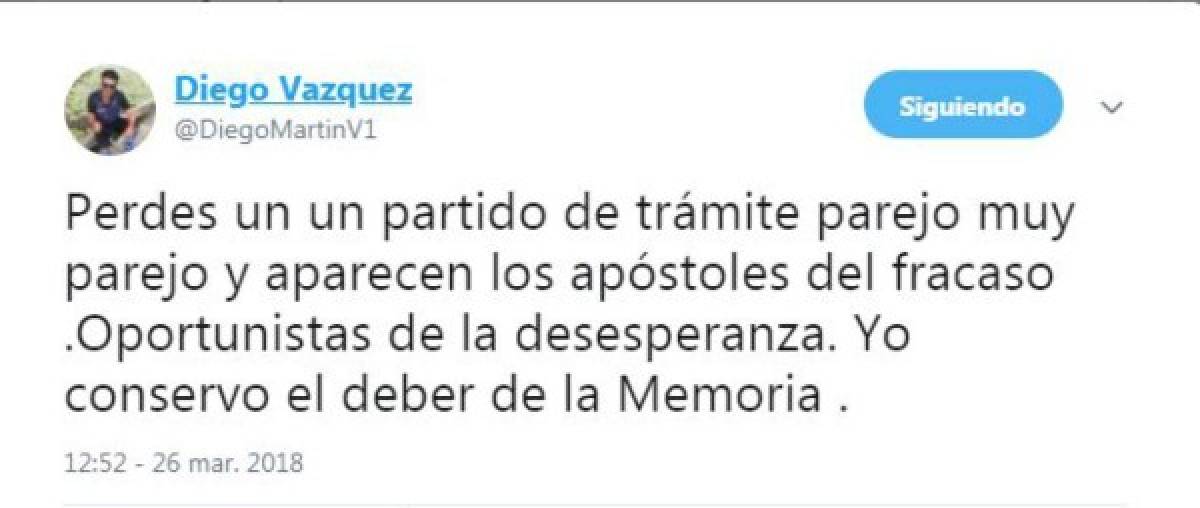 Diego Vazquez en Twitter: Perdés un juego y aparecen los apóstoles del fracaso