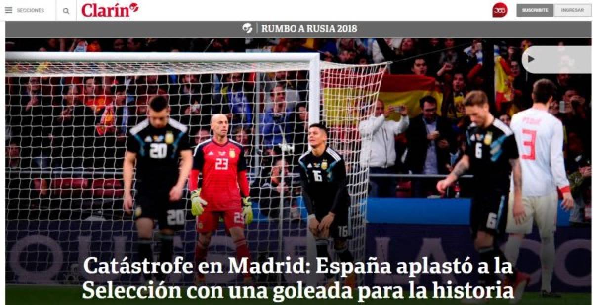 Medios argentinos destrozan la actuación de la selección Argentina tras salir goleada de España