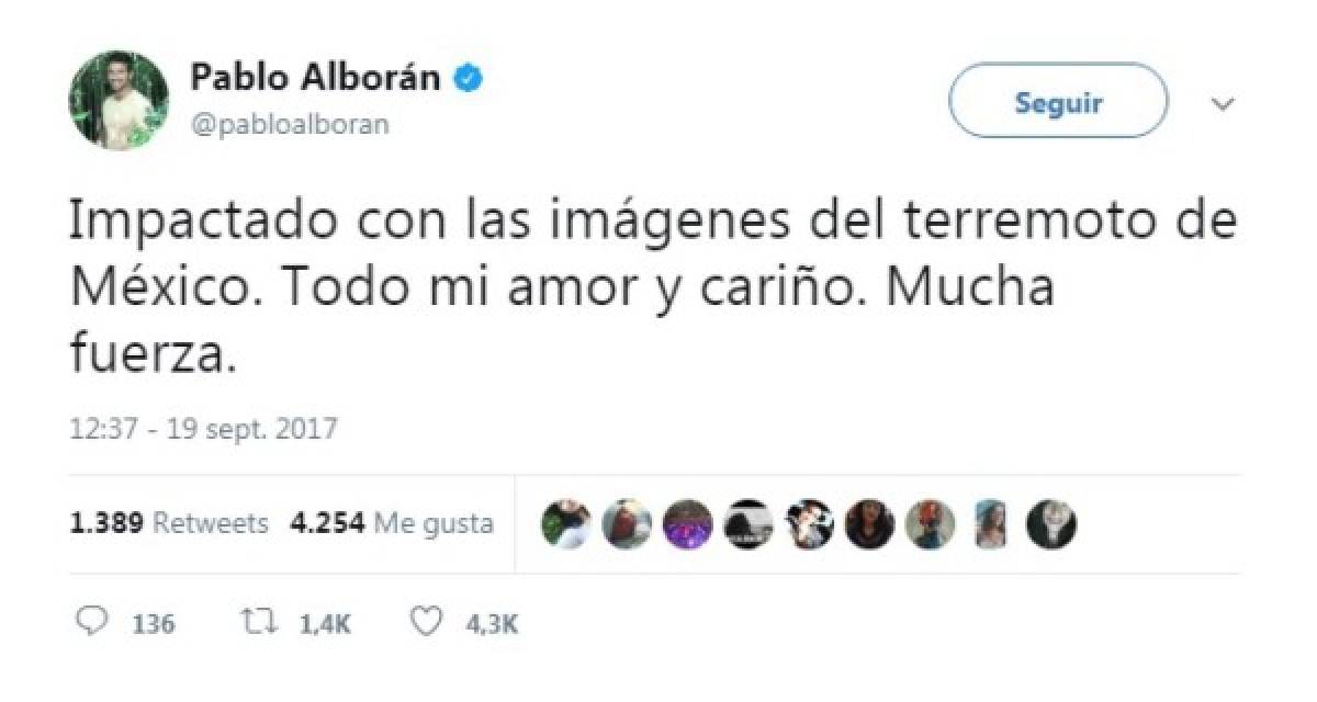 Celebridades se solidarizan con las victimas del sismo en México