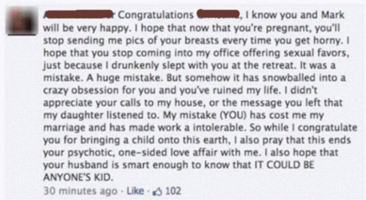 Una joven embarazada infiel es humillada en Facebook