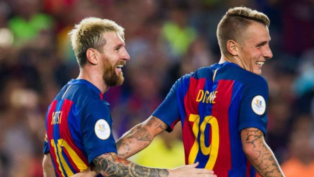 El argentino Lionel Messi y el francés Lucas ahora compañeros en el Barcelona (Foto: Agencia AFP)