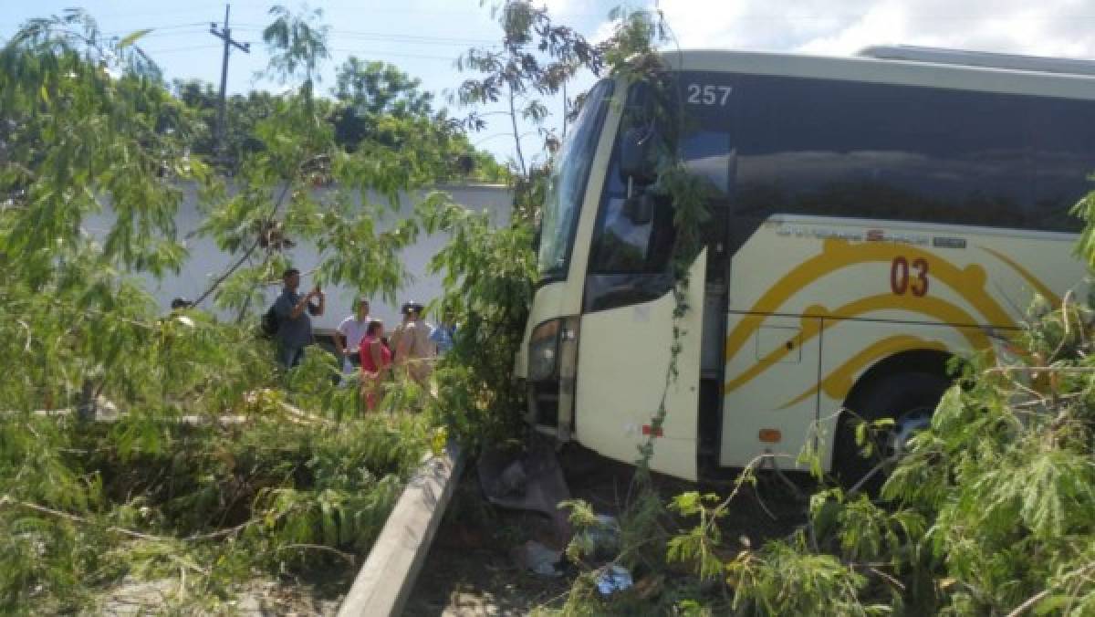 Tres heridos deja choque entre bus y vehículo de la UNAH-VS en la carretera CA-13