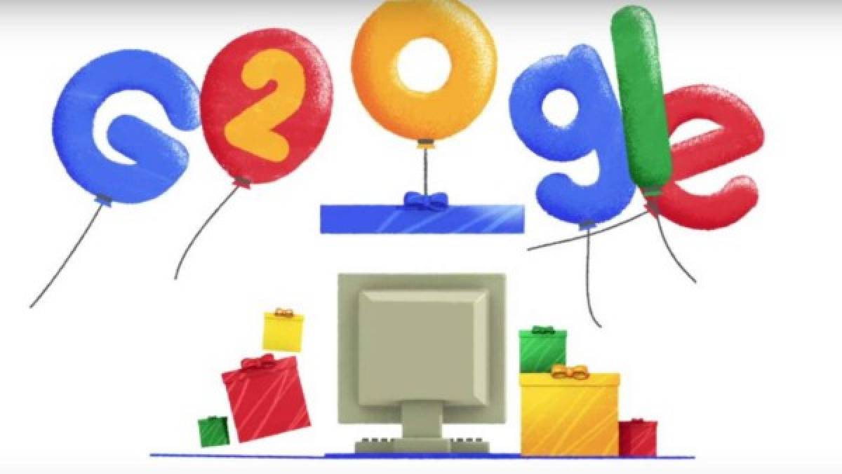 Google celebra 20 años con novedoso logo conmemorativo