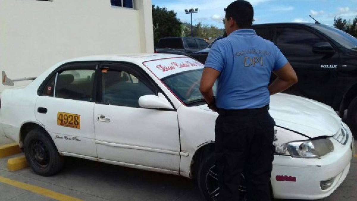 Este es el taxi que utilizó la banda para el secuestro de la doctora en la capital (Foto: Estalin Irías / EL HERALDO)