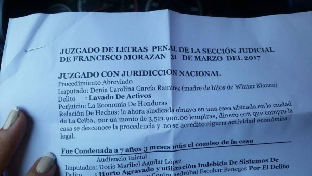 Expareja de capo hondureño Wilter Blanco es condenada a siete años de cárcel por lavado