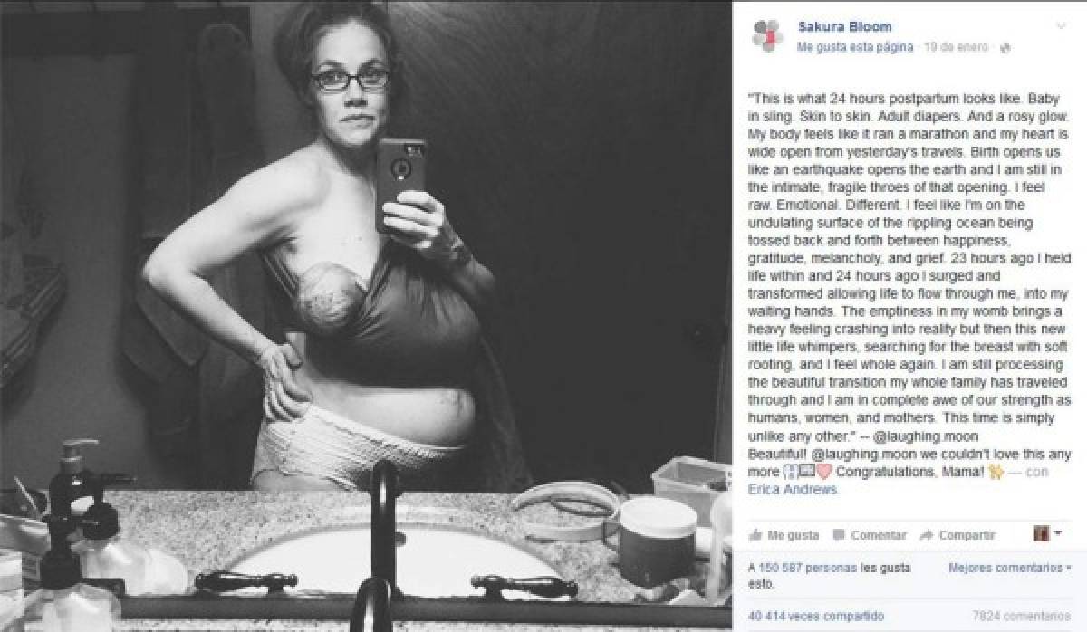 Mujer sube foto 24 horas después de dar a luz