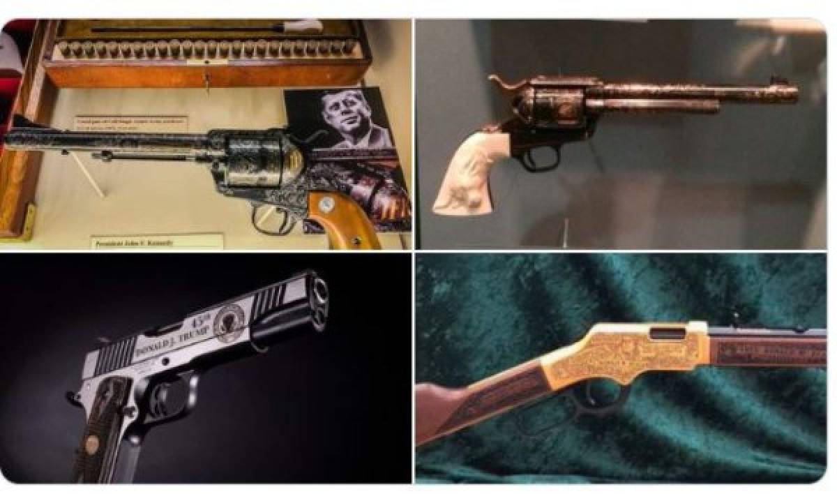 Las fotos de las armas con nombres de otros presidentes. Foto Twitter| @JuanOrlandoH