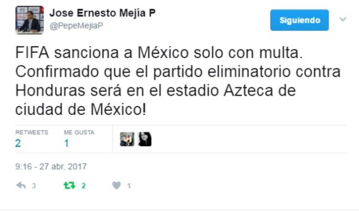 Fenafuth confirma que Honduras jugará ante México en el estadio Azteca
