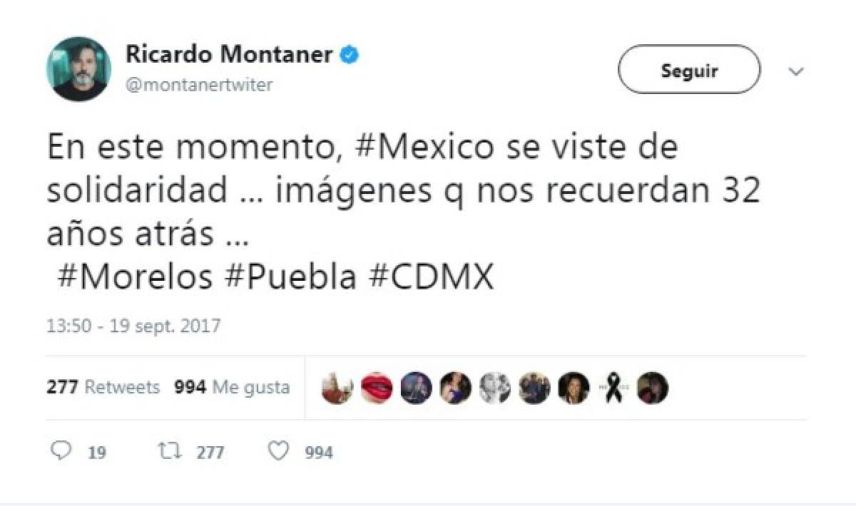 Celebridades se solidarizan con las victimas del sismo en México