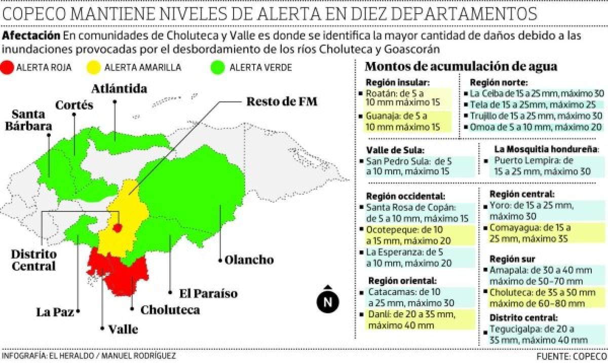 Extienden alertas por la llegada de más lluvias a todo el territorio hondureño