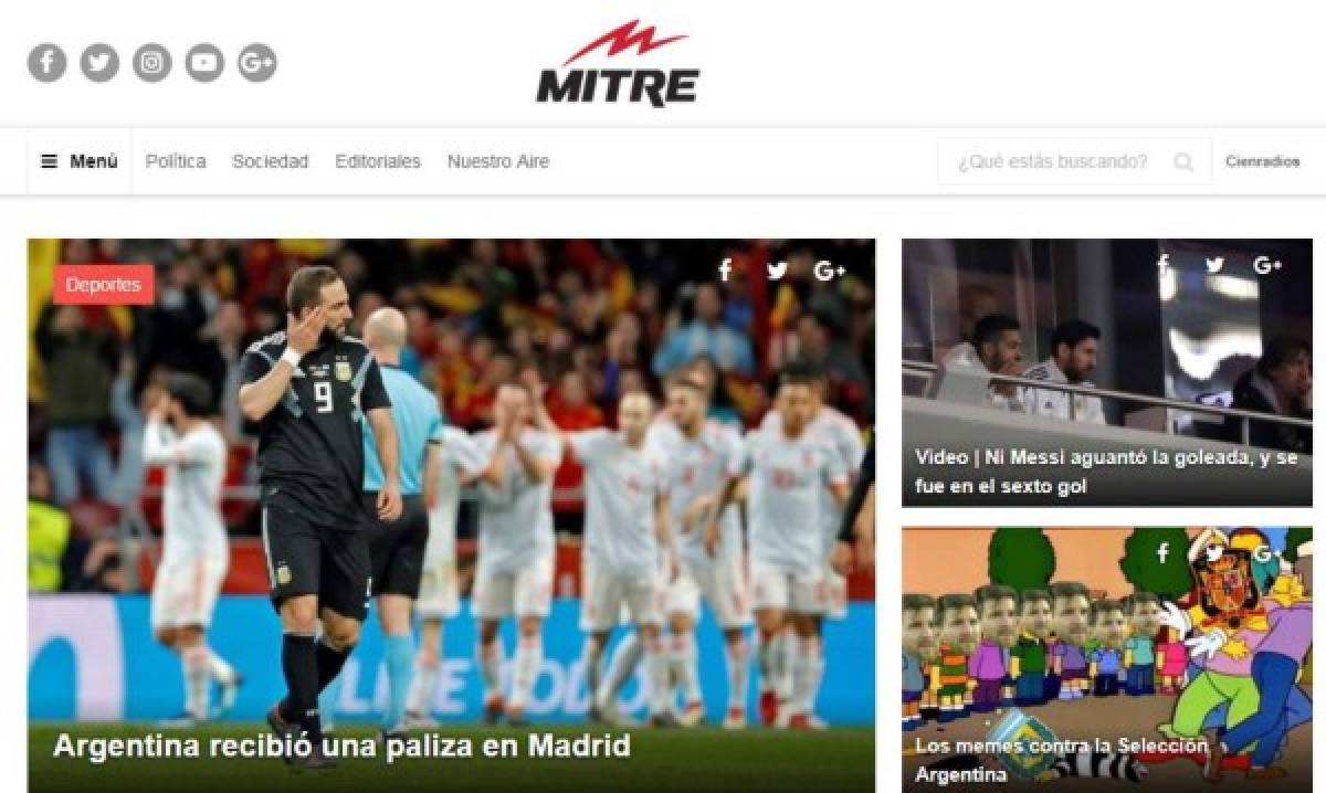 Medios argentinos destrozan la actuación de la selección Argentina tras salir goleada de España