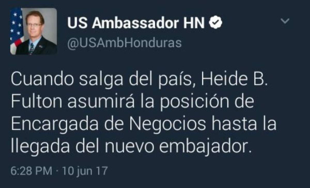 La carta de despedida del embajador James Nealon dedicada a los hondureños