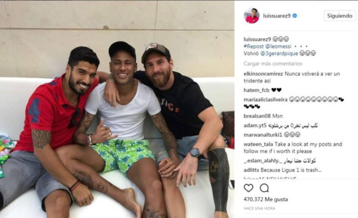 Messi, Suárez y Neymar se burlan de Piqué en Instagram