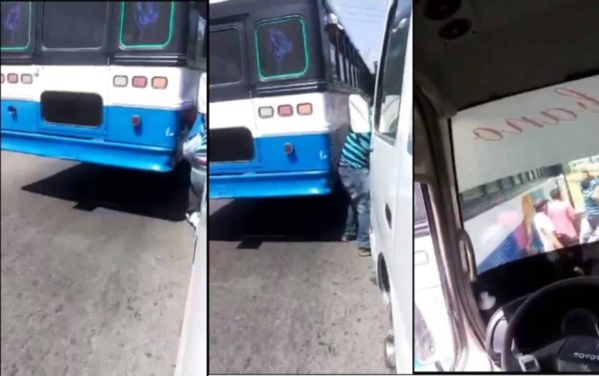 Conductores de bus se van a los golpes en La Ceiba