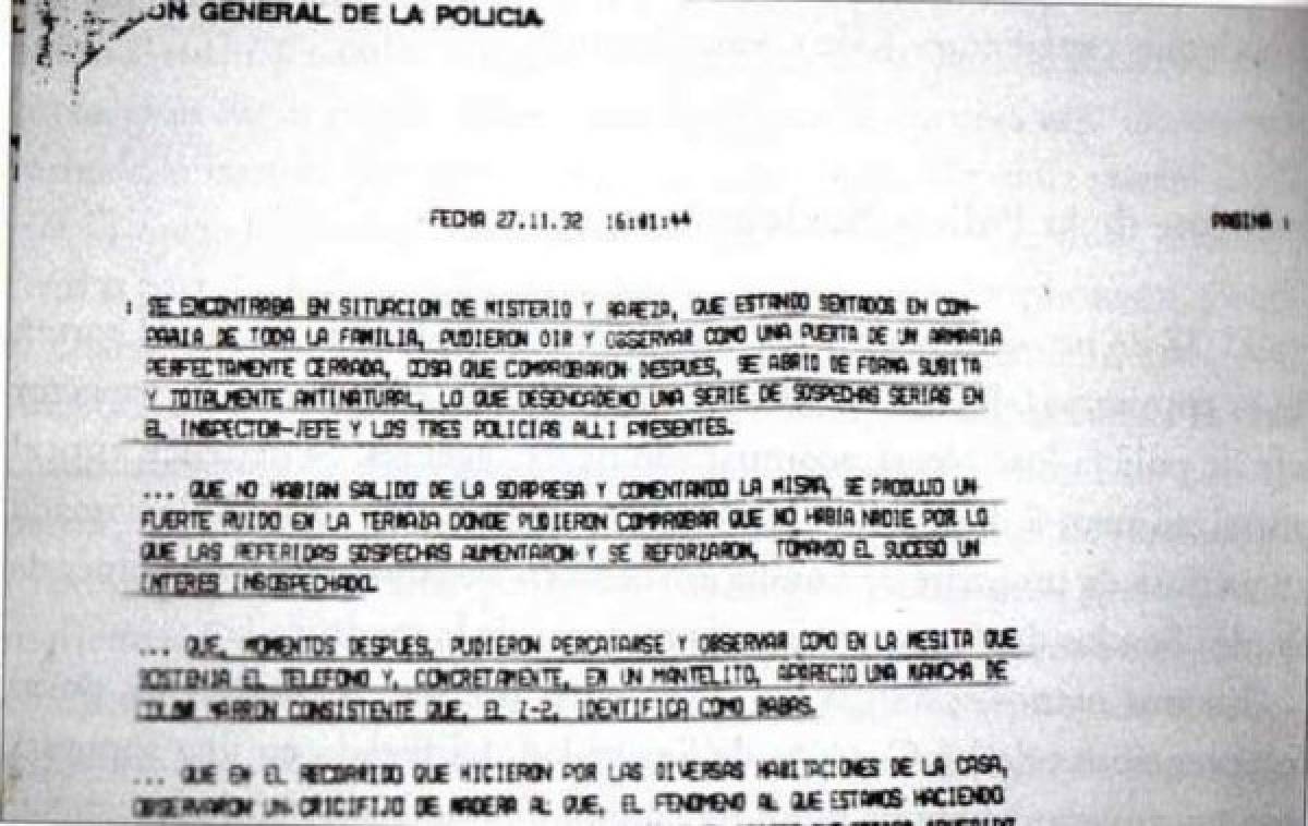 Parte del expediente policial del caso Vallecas. Foto web