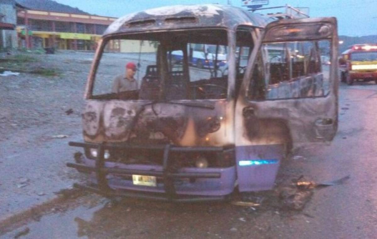 Queman otro autobús en La Entrada, Copán