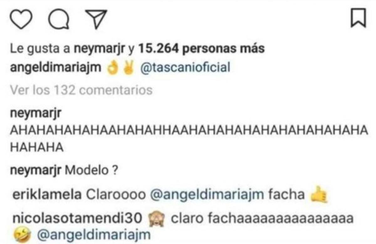 Esta fue la burla de Neymar en la foto de Di María. (Foto: Redes)