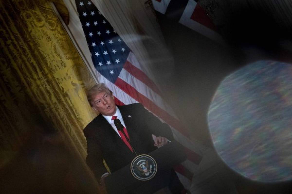 El presidente de los Estados Unidos, Donald Trump, en conferencia. AFP PHOTO / Brendan Smialowski