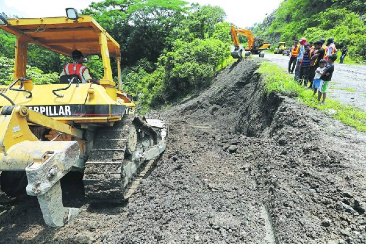 Por carreteras destrozadas trasladan producción de café en Comayagua