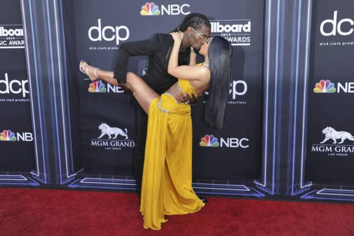 Offset, left, and Cardi B kiss as they arrive at the Billboard Music Awards on Wednesday, May 1, 2019, at the MGM Grand Garden Arena in Las Vegas. (Photo by Richard Shotwell/Invision/AP)