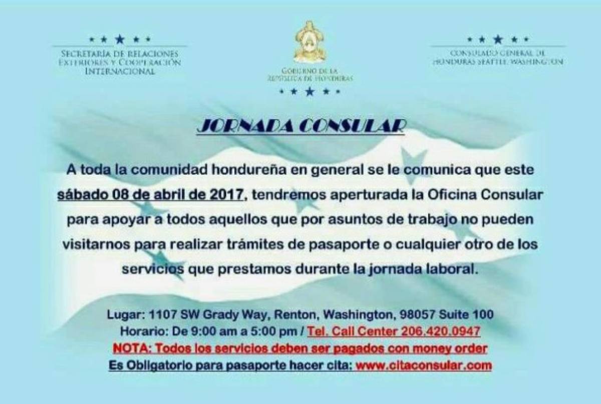 Oficina consular en Seattle extenderá sus atenciones este sábado de 9:00 AM a 5:00 PM