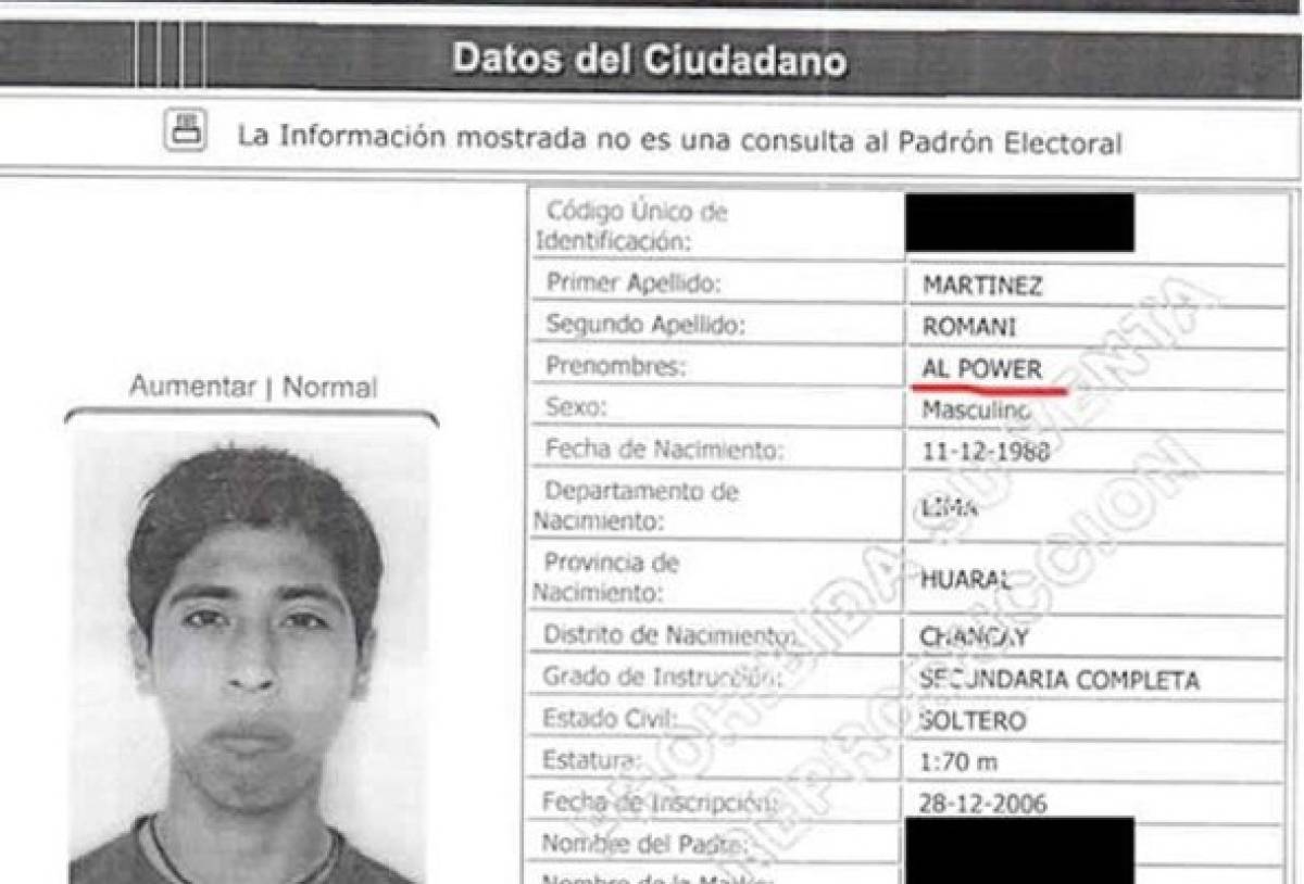 Los nombres más raros que se le puedan poner a una persona