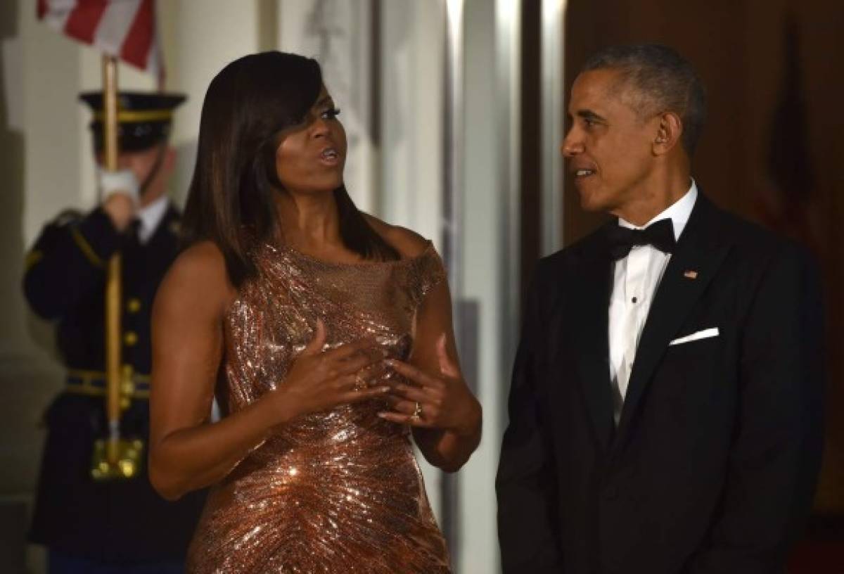 Michelle Obama sorprende con hermoso vestido en última cena de Estado