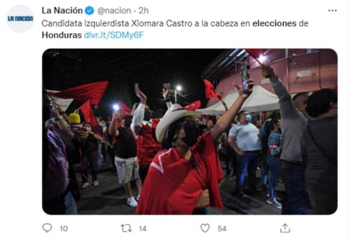 Medios internacionales destacan ventaja de Xiomara Castro en las elecciones
