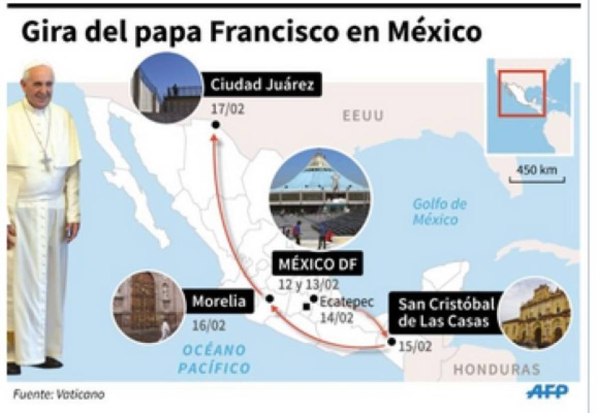 Esta es la ruta que seguirá Francisco en México.