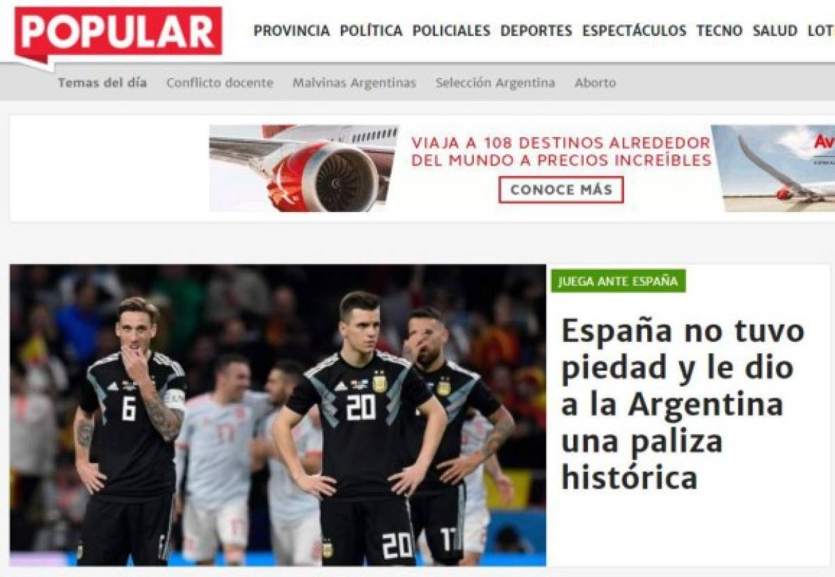 Medios argentinos destrozan la actuación de la selección Argentina tras salir goleada de España