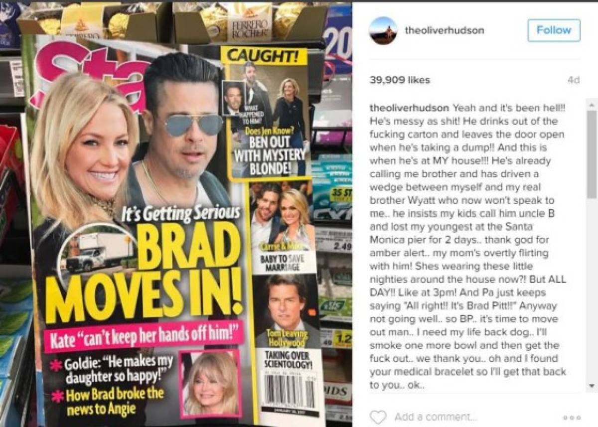 Con esta publicación en Instagram el hermano de Kate Hudson se burló. Foto: Instagram