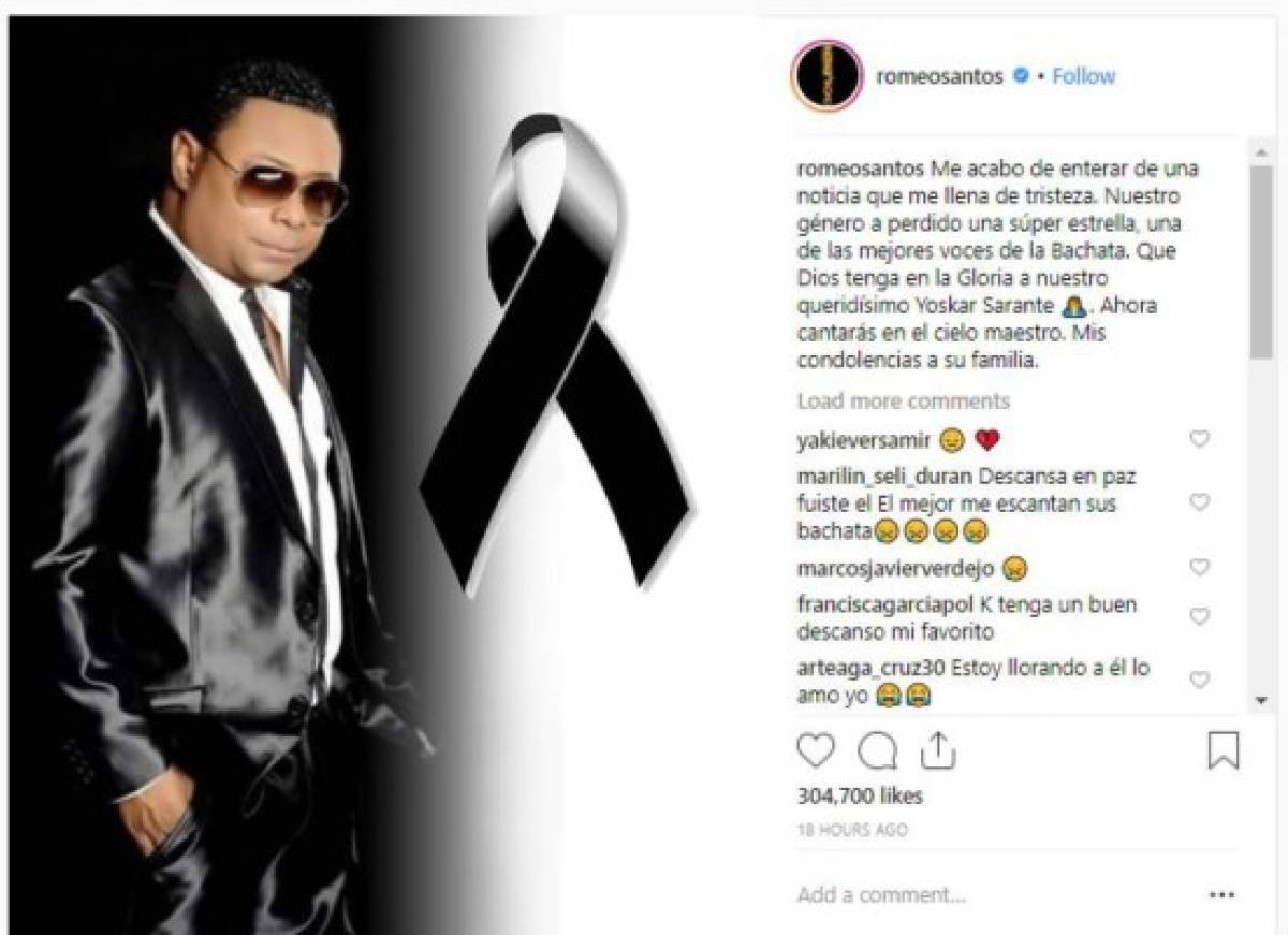 Romeo Santos sobre muerte del bachatero Yóskar Sarante: 'Ahora cantarás en el cielo maestro'