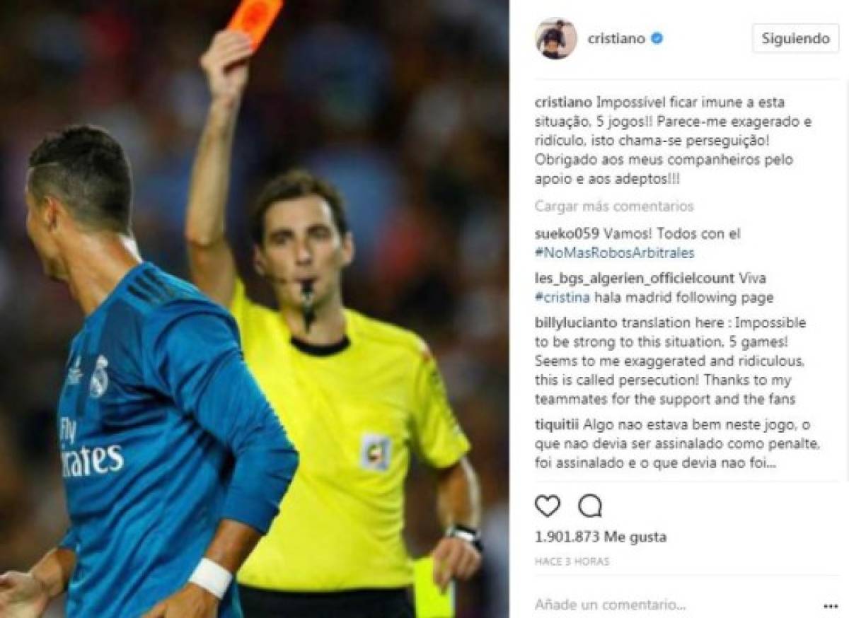 Esta es la publicación que hizo Cristiano Ronaldo en su cuenta de Instagram. (Foto: Captura)