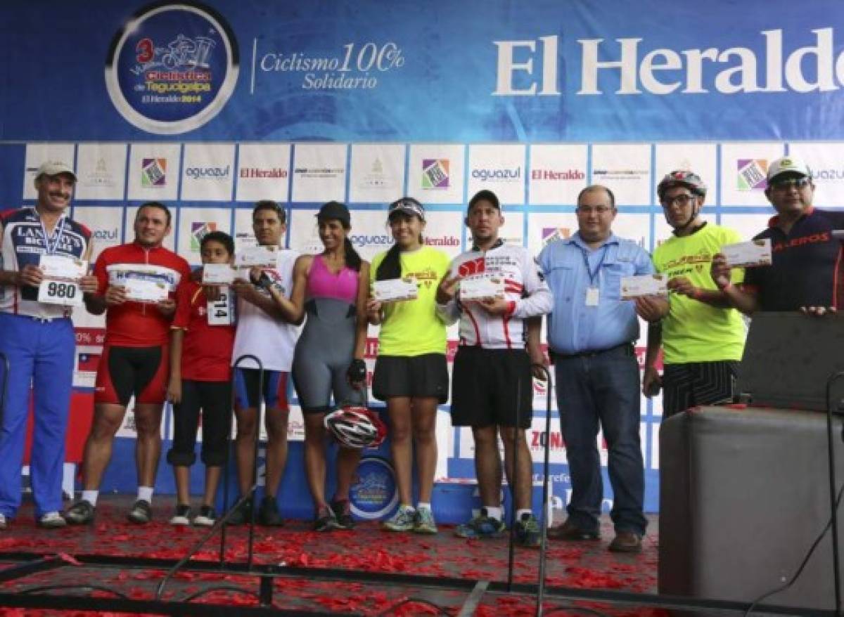 Ganadores de la III Vuelta Ciclística de Tegucigalpa.