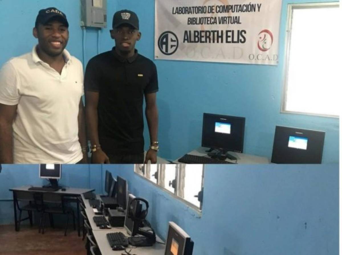 Alberth Elis dona laboratorio de computación en San Juan, Tela