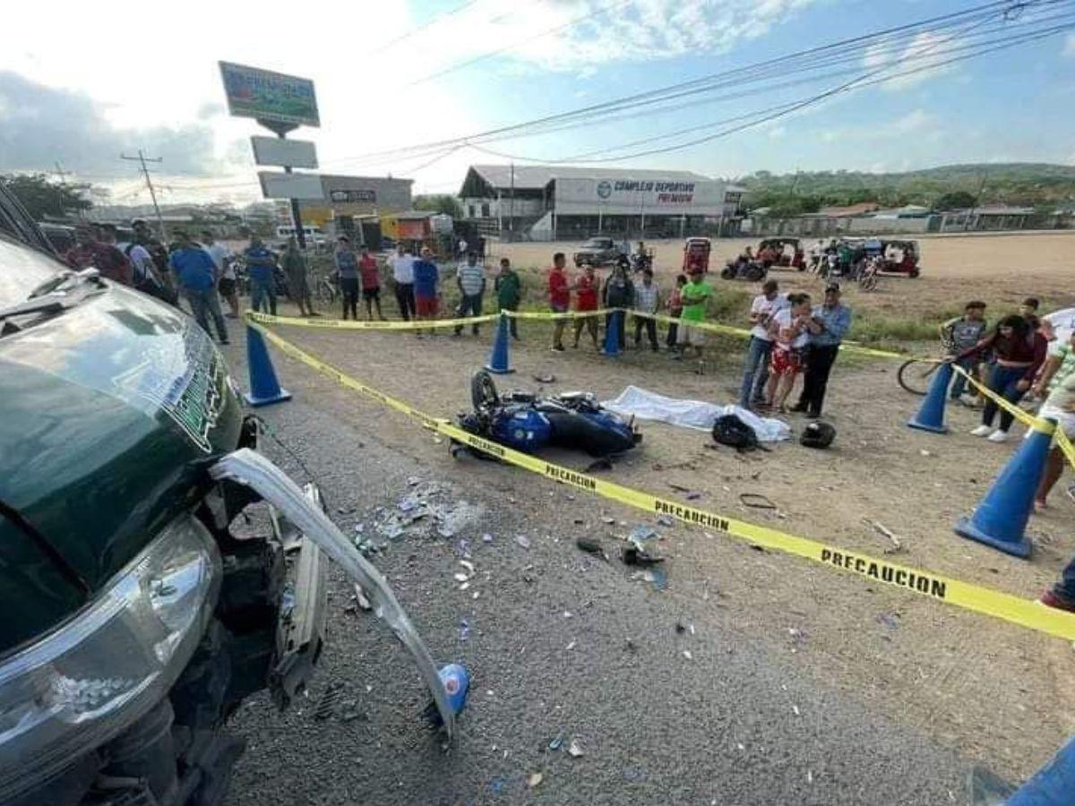 Motociclista muere tras chocar con un “rapidito” en San Manuel, Cortés