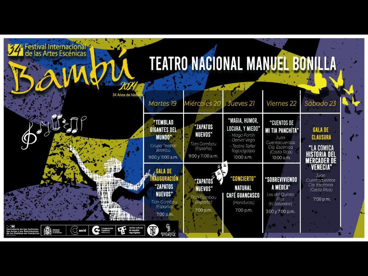 Actividades programadas en el Teatro Nacional Manuel Bonilla (TNMB).