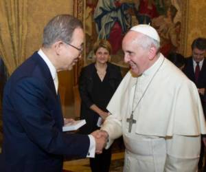 El papa Francisco y el secretario general de la ONU, Ban Ki-moon.
