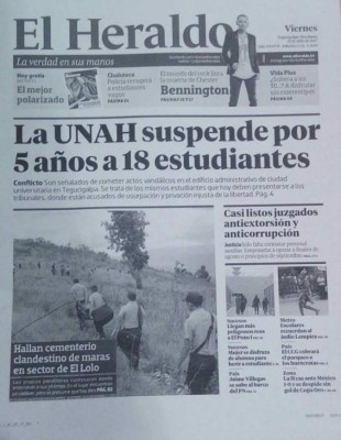 La UNAH suspende por cinco años a 18 estudiantes