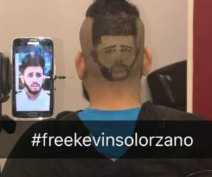 Un joven barbero hondureño radicado en Estados Unidos hizo en el cabello de su cliente una imagen de Kevin Solórzano para apoyar su causa, foto: Cortesía Ariel Canales Jam.