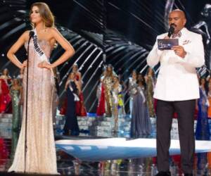 Steve Harvey coronó por equivocación a Miss Colombia, Ariadna Gutiérrez, en plena transmisión en directo, cuando la verdadera ganadora era Miss Filipinas, Pia Alonzo.